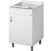 Negrari Eco Lavatoio Bianco Misura 50x50 L50 P50 H85CM Lavapanni Interno Bagno Lavanderia Base Mobile Nobilitato Idrofugo Legno Lavabo Plastica Asse Piedini Ante Battenti Economico Qualità Medio Alta