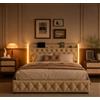 RTYUSWL Letto matrimoniale imbottito 140x200 cm, letto con LED e USB, letto per ragazzi LED idraulico, letto contenitore letto funzionale telaio del letto con rete a doghe, testiera con funzione di