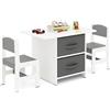 COSTWAY Set Tavolo e Sedie per Bambini 3+Anni con Angoli Arrotondati Grigio | Tavolino in Materiale Atossico e Indore con 2 Sedie Ergonomiche con Schienale, Ideale per Cameretta, Asilo e Nido