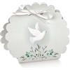 Doni Bomboniere Scatola portaconfetti di Colore Bianco con Colomba e ramoscello di ulivo in cartoncino 10 x 8,5 x 4 cm Confezione 10 pz