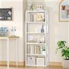 Hzuaneri Libreria a 6 Ripiani, Libreria Soggiorno Legno, Scaffale Portaoggetti Aperto, per Salón, Estudio, Oficin, Dormitorio, 24 x 60 x 153 cm, Bianco BC60003X