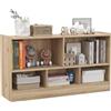 KOMFOTTEU Libreria Aperta, 5 Armadietti di 2 diverse dimensioni, mobile portaoggetti in legno con gambe antiscivolo, per libri e giocattoli, 111 x 30 x 61,5 cm (Naturale)