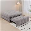 Gelukueub Letto imbottito, poggiapiedi 2 in 1, divano letto, letto singolo, letto gonfiabile, tessuto in peluche, grigio
