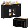 KOMFOTTEU Mobile Buffet Basso, Credenza Moderna da Cucina con 3 Cassetti, 3 Armadi con Ante, Mobiletto Multiuso con Ripiani Regolabili per Soggiorno, Sala da Pranzo, 140x40x90cm (In 2 Pacchi) (Nero)