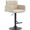 CLP Sgabello Bar Design Los Angeles I Sedia Sgabello Imbottita In Similpelle I Sgabello Girevole Con Braccioli E Schienale Colore:crema;Colore del telaio:nero