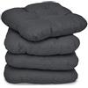 Beautissu Set da 4 Cuscini Lisa 40x40x8cm per sedie e panche Giardino - Antracite - soffice Imbottitura Senza Lacci