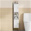 Hzuaneri Mobile Alto Bagno, Armadio a Colonna da Bagno con mobiletto open space, 2 ante, ripiani regolabili, adatto a piccole lavanderie, cucine e soggiorni, 20 x 20 x 108,5 cm, Bianco BC22413G