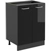 Vicco Mobiletto base cucina R-Line, Nero lucido, 60 cm
