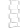 HOMCOM Libreria di Design, Libreria a Parete Bianca, 6 Ripiani Scomposti, Struttura a Zig-Zag, Moderna, Resistente, in Legno, per Salotto e Ufficio, 80x24x191cm, Bianco