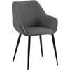 CLP Sedia da pranzo imbottita con schienale Luena, sedia da cucina in velluto o tessuto, struttura in metallo nero, carico massimo 150 kg, Colore: grigio scuro, Materiale: Tessuto