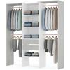 Arreditaly Armadio Guardaroba Da Terra Senza Porte Con 4 Barre Appendiabiti 4 ripiani E 2 Cassetti Design Salvaspazio Per Camera Da Letto Cabina Armadietto Marianka 203 x 50 x 179 Cm Bianco Opaco Grigio Cemento