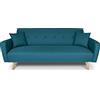 SAMIRA Divano letto clic clac in tessuto blu petrolio, divano 3 posti mod. Henry