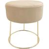 ECHTWERK Pouf Rotondo Marilyn, Imbottito in Velluto, Trucco con Gambe in Metallo Dorato, Sgabello Adatto per Camera da Letto e Soggiorno, poggiapiedi Fino a 150 kg, Crema, 35,5 x 35,5 x 40,5 cm