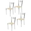 t m c s Tommychairs - Set 4 sedie modello Elegance per cucina bar e sala da pranzo, struttura in acciaio cromato e seduta imbottita e rivestita in pelle artificiale colore avorio