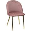 WS DESIGN Sedia Velvet in Velluto Rosa Antico Gambe Robuste Effetto Oro