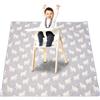 Treer Tappetino Seggiolone Bambini 110cm Tappeto Seggiolone per Protezione Pavimento Impermeabile Antiscivolo e Lavabile con Stampa Creativo, Tappeti Gioco Bambini Pieghevole (Orso Polare Grigio)
