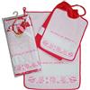Bubabù Set ASILO SCUOLA MATERNA da ricamare AMICI DEL BOSCO 3 pezzi: bavaglino spugna con elastico cm.28x32, asciugamano cm.40x55 con fascia in etamine + sacchetto Cotone 100% Made in Italy(ROSA)