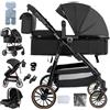 Dziranam Passeggino 3 in 1 Premium con Seggiolino Auto e Protezione Solare UPF 50+
