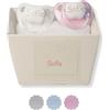 BebeDeParis Regalo Neonato Maschio Femmina | 2 Ciucci per Bambini con Nome | de 0|6 Mesi (Rosa i Bianco) | Senza BPA | Presentato in una scatola elegante personalizzata | | BebeDeParis