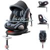 Aveainelle Seggiolino Auto Girevole a 360° con Poggiatesta Regolabile, Seggiolino Auto Multifunzione Regolabile con Rivestimento in Tessuto Rimovibile, Tettuccio e Poggiapiedi (Grey High Version)