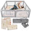 MS BabyWorld - Recinto per bambini XXL + Tappeto gioco per bambini 180 * 200 cm - Tappeto bifacciale, altamente imbottito (spessore 1,5 cm), Box molto grande e alto - pieghevole e con borsa trasporto