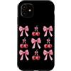 Coquette Bow Aesthetic Cherry Graphic Wo Custodia per iPhone 11 Pink Coquette Bow Cherry Ribbon Estetica Ragazzi Giovani