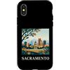Sacramento Travel Art Studio Custodia per iPhone X/XS Arte urbana retrò dello skyline del Campidoglio di Sacramento, California