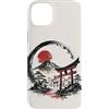Red Sun Society Custodia per iPhone 14 Plus Giapponese Torii Gate Mount Fuji Retro Tramonto