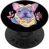 Kawaii Whimsical Pastel Pet Face Graphic Simpatico Bulldog Ritratto Amante Del Cane Grafica Rosa Occhiali Giallo PopSockets PopGrip Adesivo