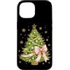 Coquette Bow Aesthetic Christmas Graphic Custodia per iPhone 15 Rosa Nastro Albero Di Natale Coquette Estetica Vacanze Ragazze