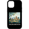 Sacramento Travel Art Studio Custodia per iPhone 12/12 Pro Arte urbana retrò dello skyline del Campidoglio di Sacramento, California