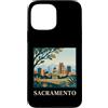 Sacramento Travel Art Studio Custodia per iPhone 13 Pro Max Arte urbana retrò dello skyline del Campidoglio di Sacramento, California