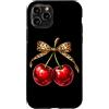 Coquette Bow Aesthetic Cherry Graphic Wo Custodia per iPhone 11 Pro Coquette Bow Cherry Leopard Ribbon Retro Estetica Signore
