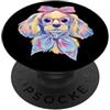 Kawaii Whimsical Pastel Pet Face Graphic Occhiali rosa con ritratto di cani per amanti dei cani PopSockets PopGrip Adesivo