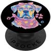 Kawaii Whimsical Pastel Pet Face Graphic Blue Dog Portrait Animal Lover Graphic Occhiali Rosa Floreale PopSockets PopGrip Adesivo