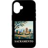 Sacramento Travel Art Studio Custodia per iPhone 16 Arte urbana retrò dello skyline del Campidoglio di Sacramento, California