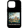 Sacramento Travel Art Studio Custodia per iPhone 16 Pro Arte urbana retrò dello skyline del Campidoglio di Sacramento, California