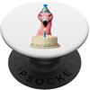 Funny Cute Birthday Boy Birthday Girl Ki Torta di compleanno fenicottero cappello e candela celebrazione PopSockets PopGrip Adesivo