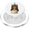 Funny Cute Birthday Boy Birthday Girl Ki Torta di compleanno per gatti, cappello e candela PopSockets PopGrip per MagSafe