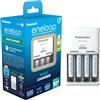 eneloop caricabatterie Basic per 2 o 4 batterie AA/AAA Ni-MH, Nuove funzioni di sicurezza comprese 4 batterie eneloop AAA/Micro con capacità aggiornata, con 6 funzioni di sicurezza