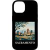 Sacramento Travel Art Studio Custodia per iPhone 14 Arte urbana retrò dello skyline del Campidoglio di Sacramento, California