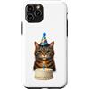 Funny Cute Birthday Boy Birthday Girl Ki Custodia per iPhone 11 Pro Torta di compleanno per gatti, cappello e candela