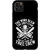 Vintage Arborist Retro Chainsaw Logger C Custodia per iPhone 11 Pro Max Cappello rigido Funny Tree Crew Dice Wind Blew Skull