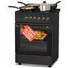 Avilia Cucina Nera a Gas con 4 Fuochi Forno Elettrico 1900W Integrato e Lasta Coprifuochi - Ideale per Cucinare in Modo Facile e Veloce in Ambienti Piccoli o all'Esterno - Resistente e Salvaspazio