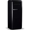 CREATE / RETRO FRIDGE 150 SILVER/Frigorifero nero con maniglia argento e congelatore 281L / 102W, 150cm, 3 ripiani, regolatore di temperatura, portabottiglie, 60x60x150cm
