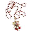 Generico Collana all'uncinetto con perline e ciondolo estivo in ceramica (Rossa)