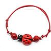Generic Bracciale cordino cerato con coccinella rossa - braccialetto coccinella portafortuna