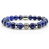 Generic Bracciale in sodalite Bracciale con perline Bracciale con perline blu Sfera in argento 8 mm con strass in acciaio inossidabile (squillo)