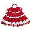 Generico Presina di Natale Vestito Rosso e Bianco ad uncinetto 19x16 cm, in Cotone, Protezione Calore Cucina, Idea Regalo Mamma e Nonna (10NT)