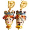 Generic Orecchini siciliani Teste di moro ceramica di Caltagirone perno Ruota